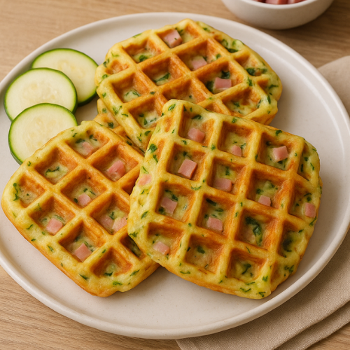 Recette Gaufres courgettes-jambon